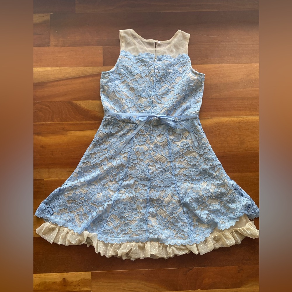 Girls Light Blue Lace Party Dress by Zunie Size 14